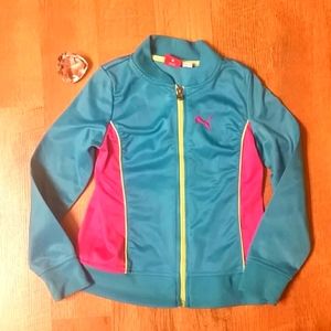Puma Girls Athletic Zip Teal and Pink Jacket Size‎ 5